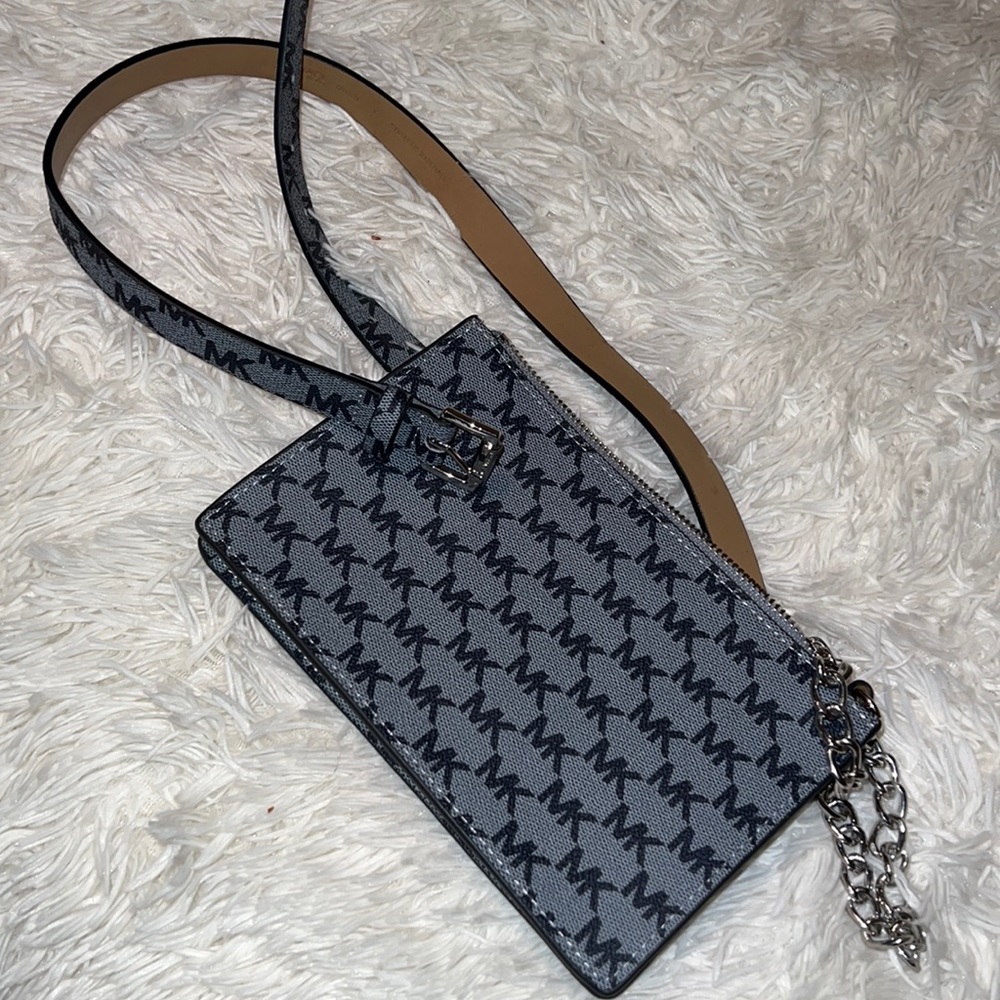 Michael Michael Kors Grey Logo Silver Chain Pull Belt Bag
